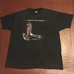 Vtg ‘97 Harley Eagle Pocket Tee Red White Blue 90s XL
